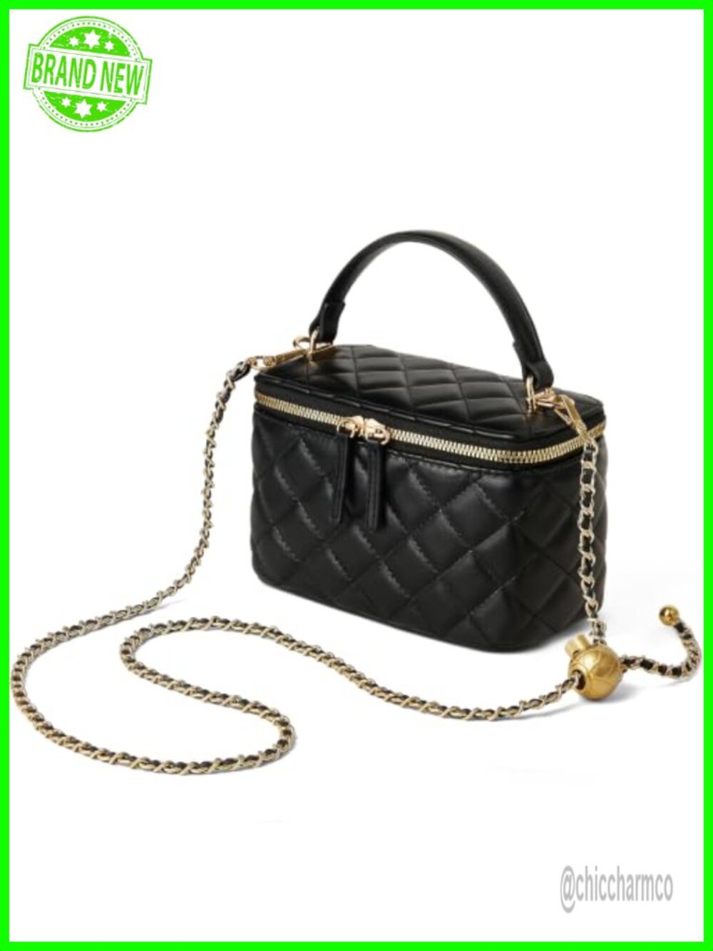 Small Quilted Vegan Leather Box Crossbody Purse Top Handle Bag Women
